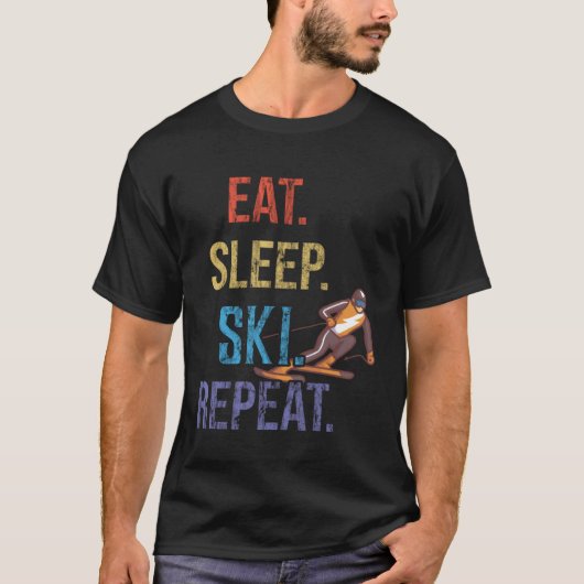 T-shirt Eat Sleep Ski Repeat Ski (Devant)