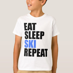T-shirt Eat Sleep Ski Repeat Winter Mountains Skiing Lodge