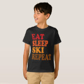 T-shirt Eat Sleep Ski Repeat Winter Mountains Skiing Lodge (Devant entier)