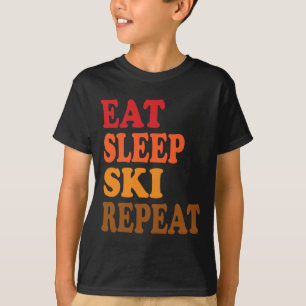 T-shirt Eat Sleep Ski Repeat Winter Mountains Skiing Lodge