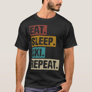 T-shirt Eat Sleep Ski Répéter Retro Ski Vintage skieur