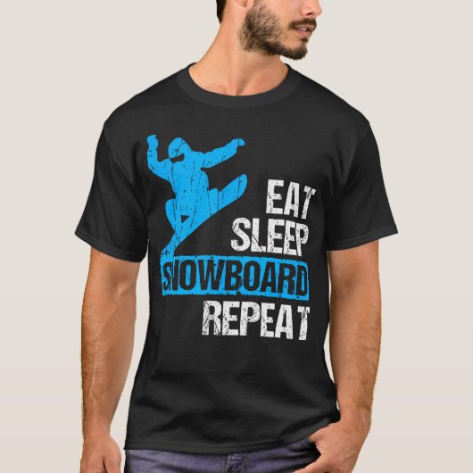 T-shirt Eat Sleep Snowboard Repeat Funny Winter (Devant)