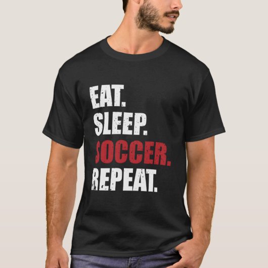 T-shirt Eat Sleep Soccer Repeat (Devant)