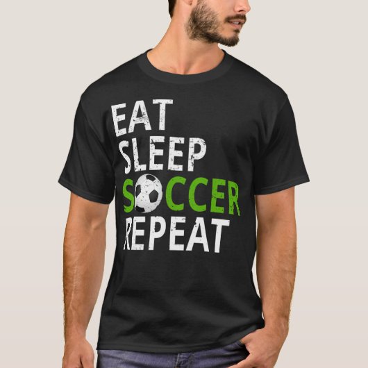 T-shirt Eat Sleep Soccer Repeat teens (Devant)