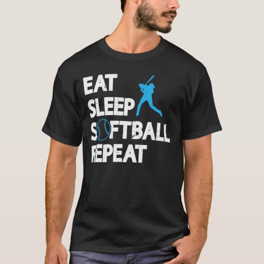 T-shirt Eat Sleep Softball Répéter Softball Jeu Softball P (Devant)