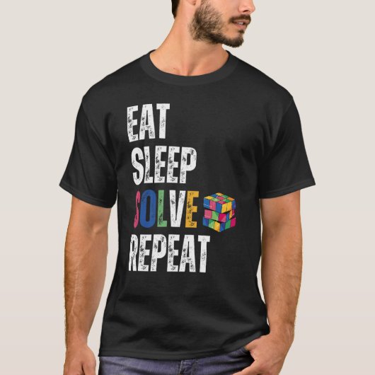 T-shirt Eat sleep solve repeat Math Speed Cubing Puzzle lo (Devant)
