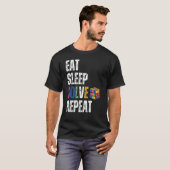 T-shirt Eat sleep solve repeat Math Speed Cubing Puzzle lo (Devant entier)