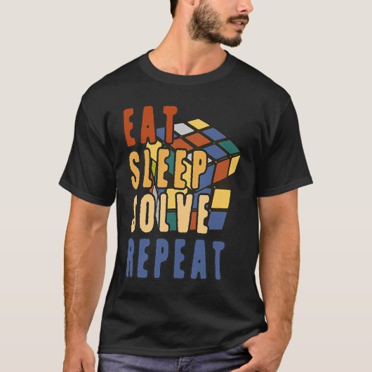 T-shirt Eat Sleep Solve Repeat  Solve Cube Puzzle Fun  1 (Devant)