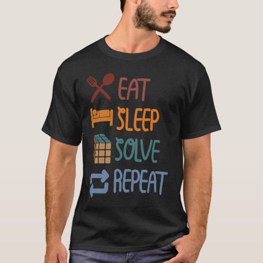 T-shirt Eat Sleep Solve Repeat  Solve Cube Puzzle Fun  2 (Devant)