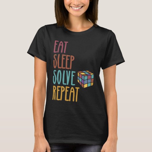 T-shirt Eat Sleep Solve Repeat  Solve Cube Puzzle Fun  3 (Devant)