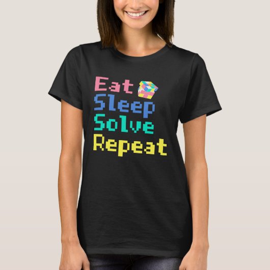 T-shirt Eat Sleep Solve Repeat  Solve Cube Puzzle Fun  4 (Devant)