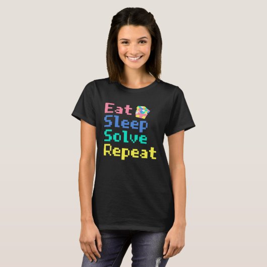 T-shirt Eat Sleep Solve Repeat  Solve Cube Puzzle Fun  4 (Devant entier)