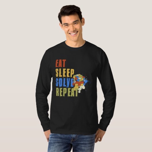 T-shirt Eat Sleep Solve Repeat  Solve Cube Puzzle Fun  8 (Devant entier)