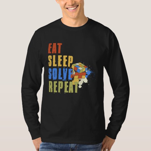 T-shirt Eat Sleep Solve Repeat  Solve Cube Puzzle Fun  8 (Devant)