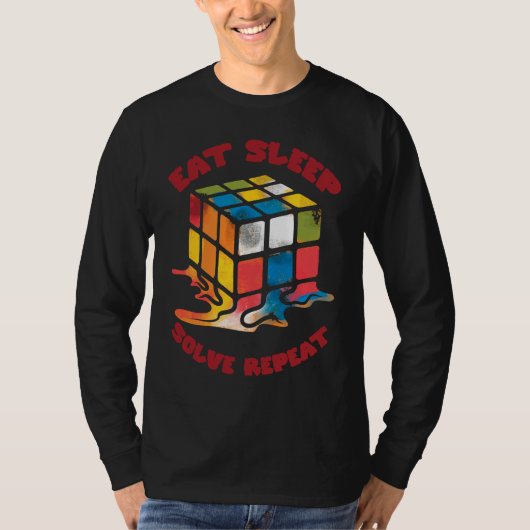 T-shirt Eat Sleep Solve Repeat  Solve Cube Puzzle Fun  9 (Devant)