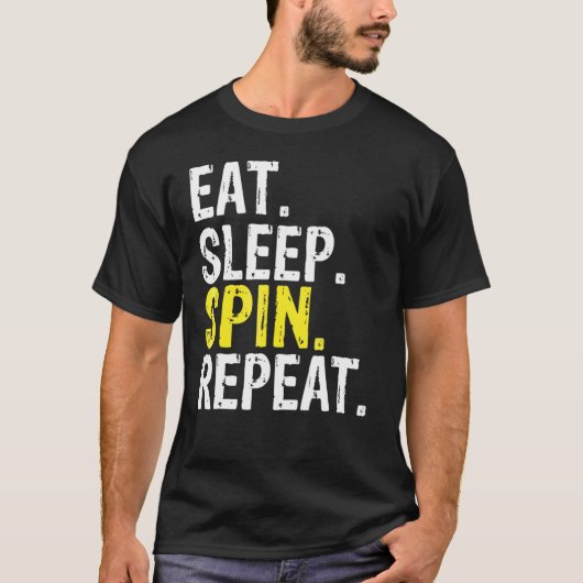 T-shirt Eat Sleep Spin Repeate Spinning, Classe de rotatio (Devant)