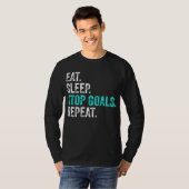 T-shirt Eat Sleep Stop Buts Répéter - Goalkeeper Cadeau (Devant entier)