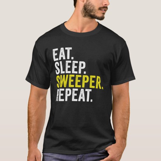 T-shirt Eat Sleep Sweeper Repeat Cricket (Devant)