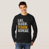 T-shirt Eat Sleep Teach Repeat Teaching Teacher Retro Vin (Devant entier)