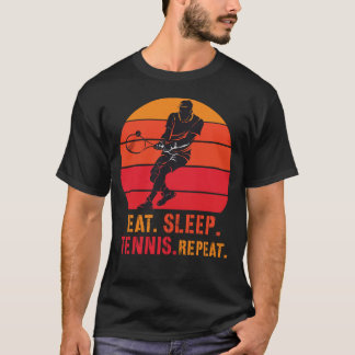 T-shirt Eat Sleep Tennis Repeat Retro Sunset