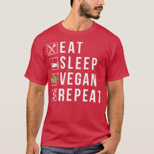 T-shirt Eat Sleep Vegan Repeat Funny Vegetarian Lifestyle 