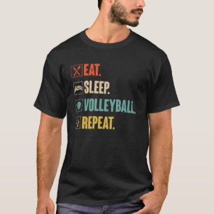 T-shirt Eat Sleep Volleyball Répétition Retro Vintage Voll