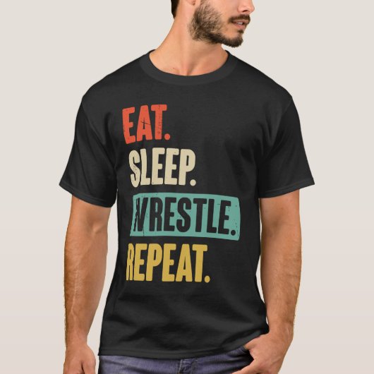 T-shirt Eat Sleep Wrestle Repeat  Wrestler Wrestling (Devant)