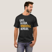T-shirt Eat Sleep Wrestle Repeat   Wrestler Wrestling Vint (Devant entier)