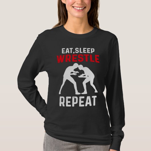 T-shirt Eat Sleep Wrestle Repeat Wrestling (Devant)