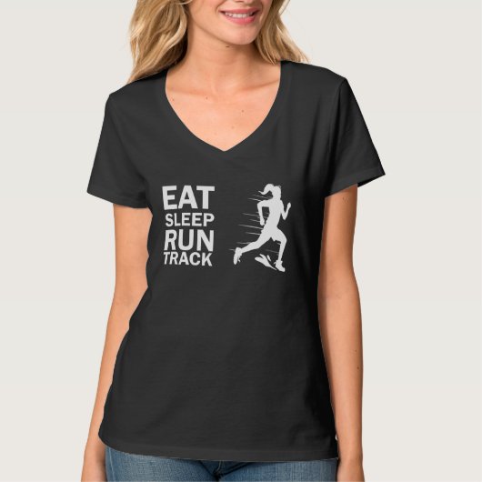 T-shirt Eat Slepp Run Track for running woman (Devant)