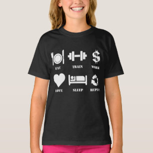 T-shirt Eat Train Work Love Sleep Repeat Motivational Gym