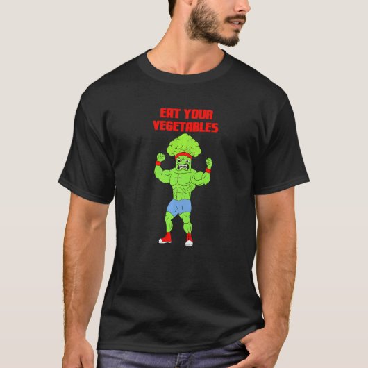T-shirt Eat Your Vegetables Broccoli Weightlifting Gym Str (Devant)
