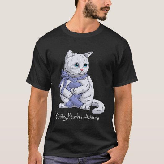 T-shirt Eating Disorders Awareness Month Orange Ribbon Cat (Devant)