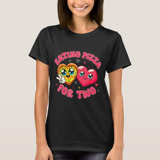 T-shirt Eating Zza For Two Pregnancy Valentines Day New Mo (Devant)
