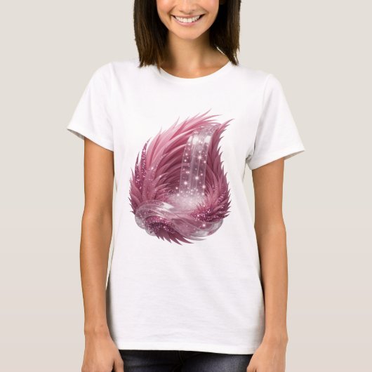 T-shirt Eau de Cascade Fée Rose Argentée Fraîche Texte 3D (Devant)