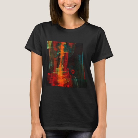 T-shirt Eau Orange Rouge Bleu moderne Art Abstrait Motif (Devant)