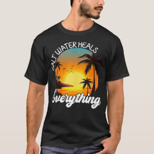 T-shirt Eau Salée Chauffe Tout Plage Été Rétro Vin