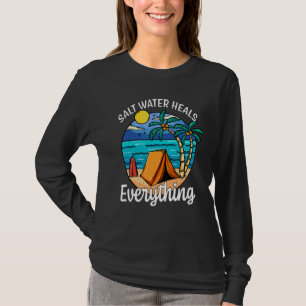 T-shirt Eau Salée Guérit Tout Plage Hommes Femmes Vint