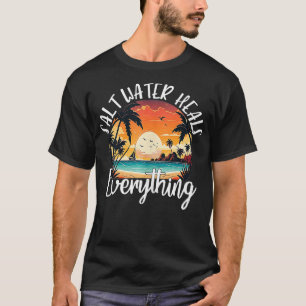 T-shirt Eau Salée Traite Tout Retro Plage Vintage Su