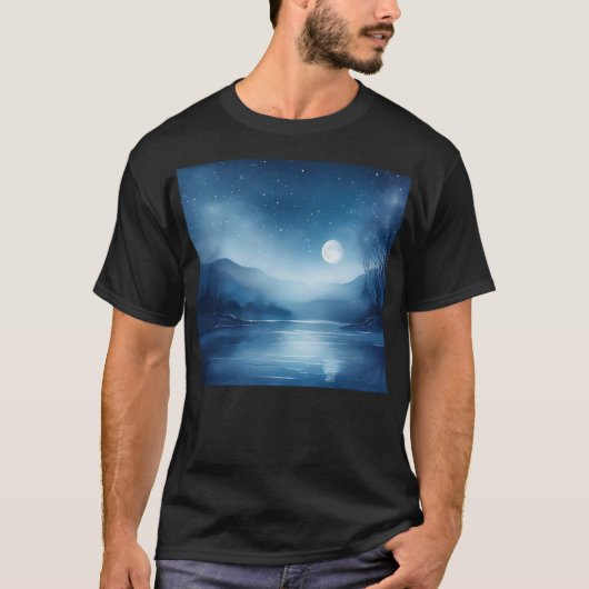 T-shirt Eaux Lumineuses De Lune Un Paysage Nocturne Rêvé (Devant)