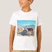 T-shirt Ébauche secourue Chevaux mangeant foin (Devant)