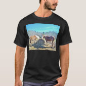 T-shirt Ébauche secourue Chevaux mangeant foin (Devant)