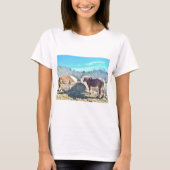 T-shirt Ébauche secourue Chevaux mangeant foin (Devant)
