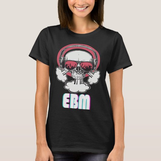 T-shirt EBM Disco Techno Trance Skull (Devant)