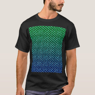 T-shirt Écailles de poisson sirène bleu vert ombré
