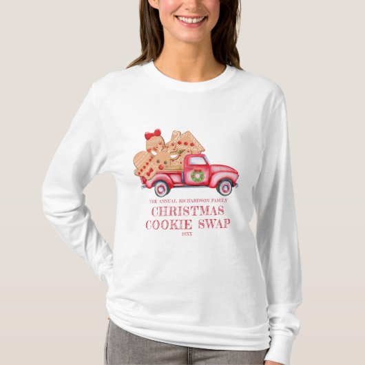 T-shirt Échange de cookies de Noël de Camion Rouge (Devant)