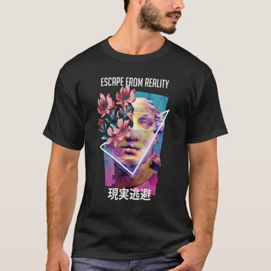 T-shirt Échapper de la réalité Vaporwave esthétique Japona (Devant)