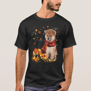 T-shirt Écharpe automnale Shiba Inu Chien Automne Tombant 