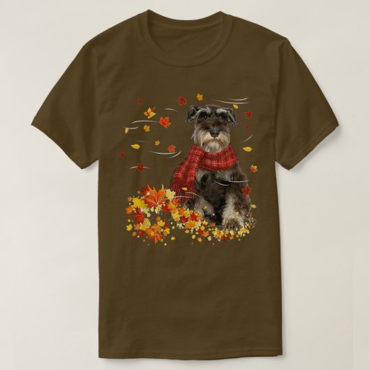 T-shirt Écharpe d'automne Miniature Schnauzer Chien Automn (Design devant)