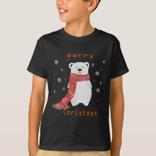 T-shirt Écharpe d'ours polaire mignonne Joyeux Noël Xmas F